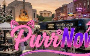 Senior tourists enjoying a guided sightseeing tour in downtown Nashville