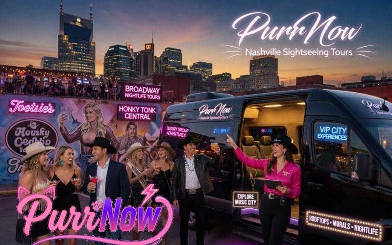 Guests enjoying a luxury sightseeing and nightlife tour in downtown Nashville